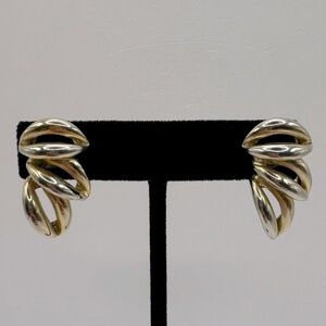 VINTAGE Gold-Tone Stationary Link Earrings